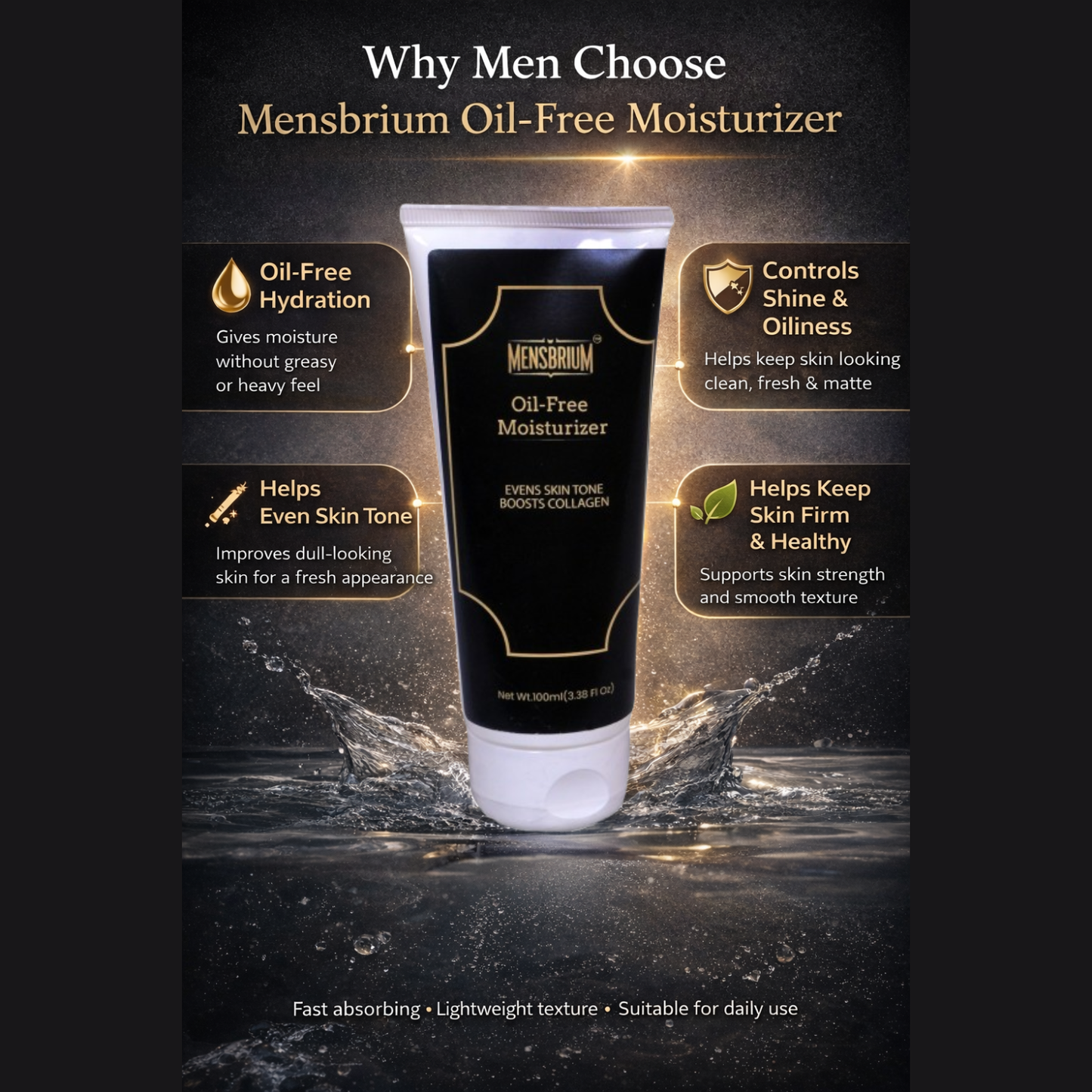Oil-Free Moisturizer Men | Boosts Collagen