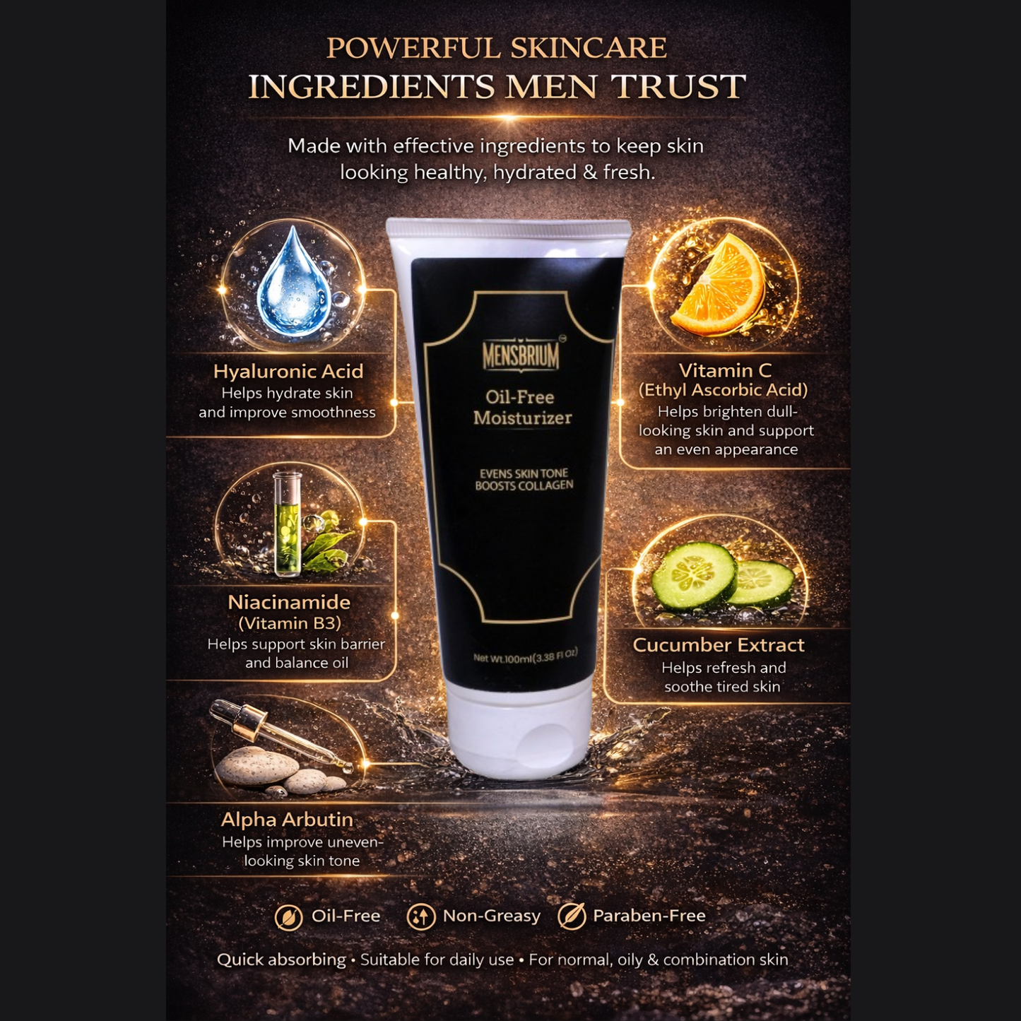 Oil-Free Moisturizer Men | Boosts Collagen