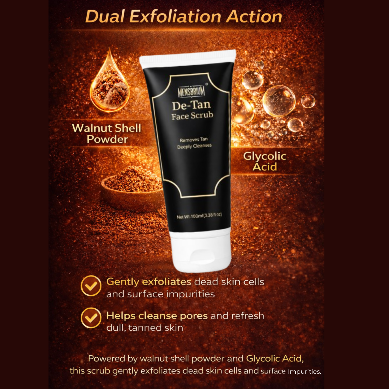 De Tan Scrub Dual Exfoliation Action Image 1
