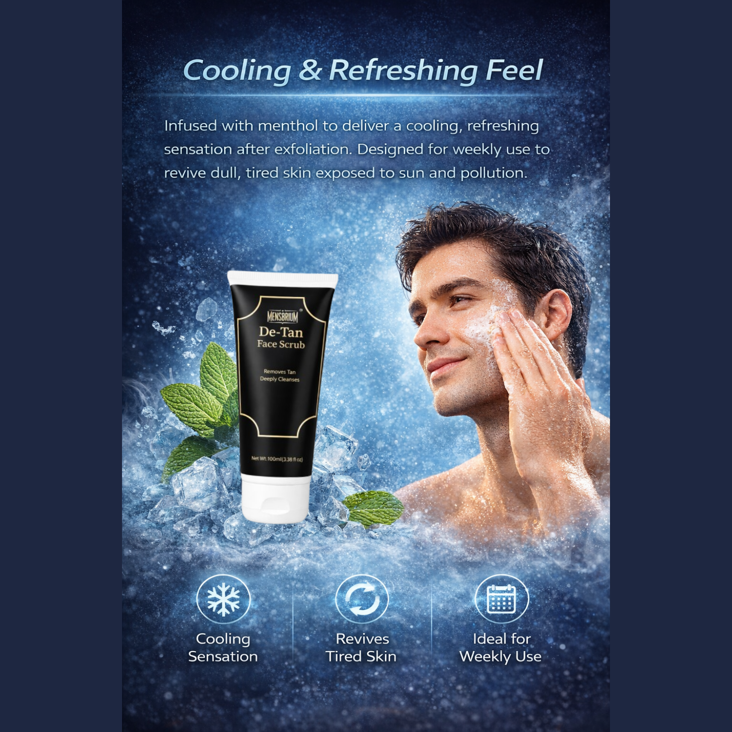 Mensbrium De Tan Scrub Cooling and Refreshing Infographic image Image (1)