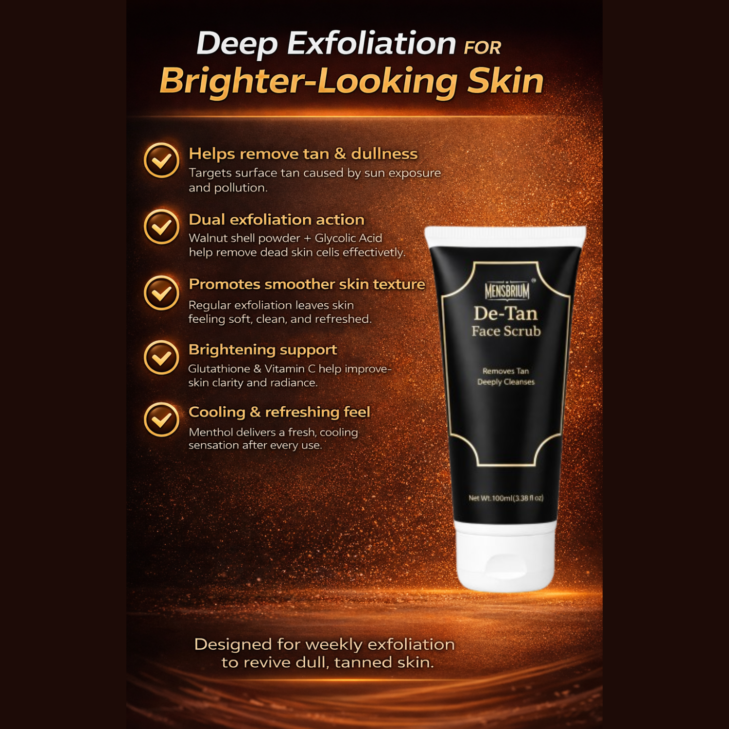 Mensbrium De tan facr scrub Deep Exfoliation infographic Image