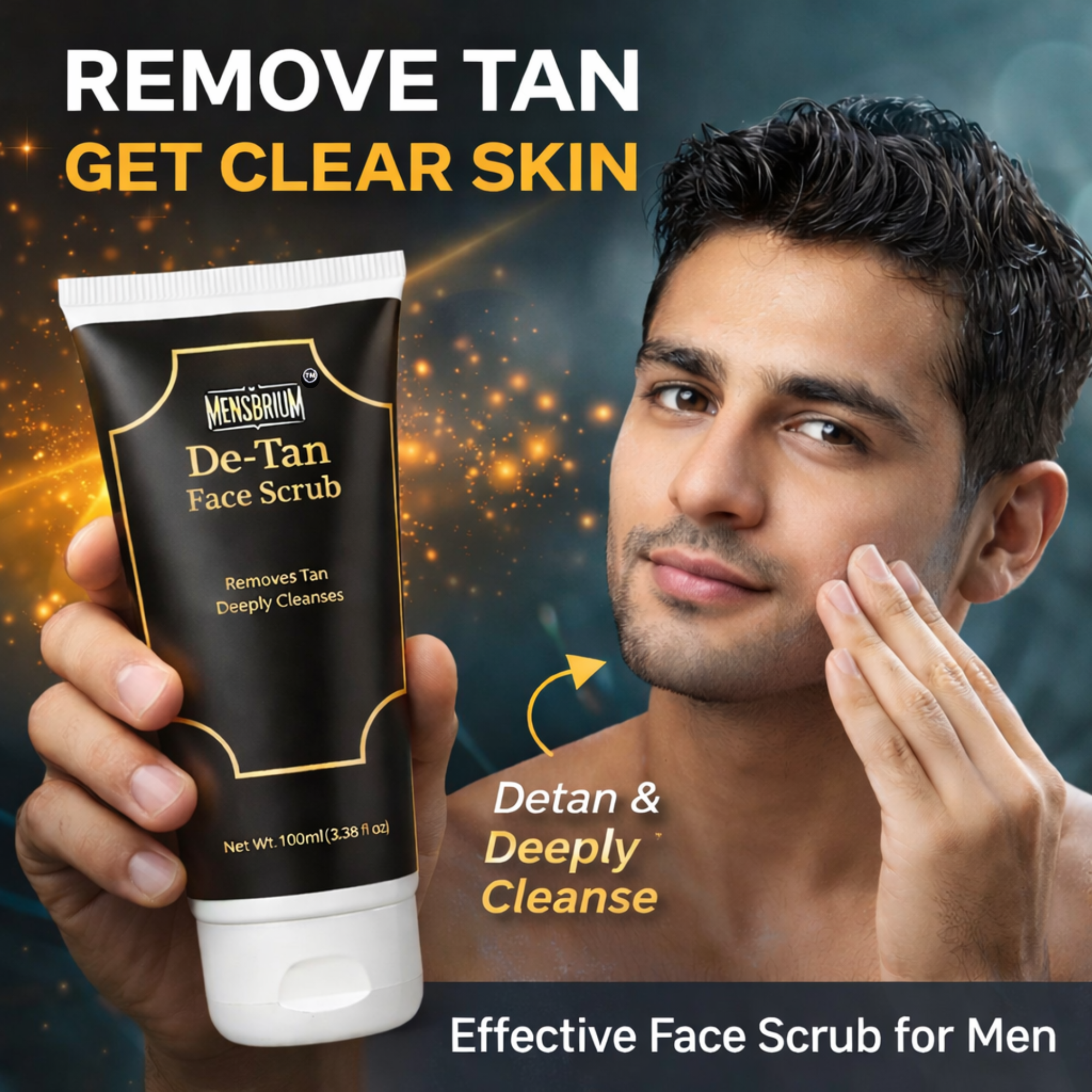 De tan face scrub image with model insta post