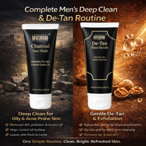 Charcoal Face Wash + De-Tan Face Scrub Combo for Men (Pack of 2)