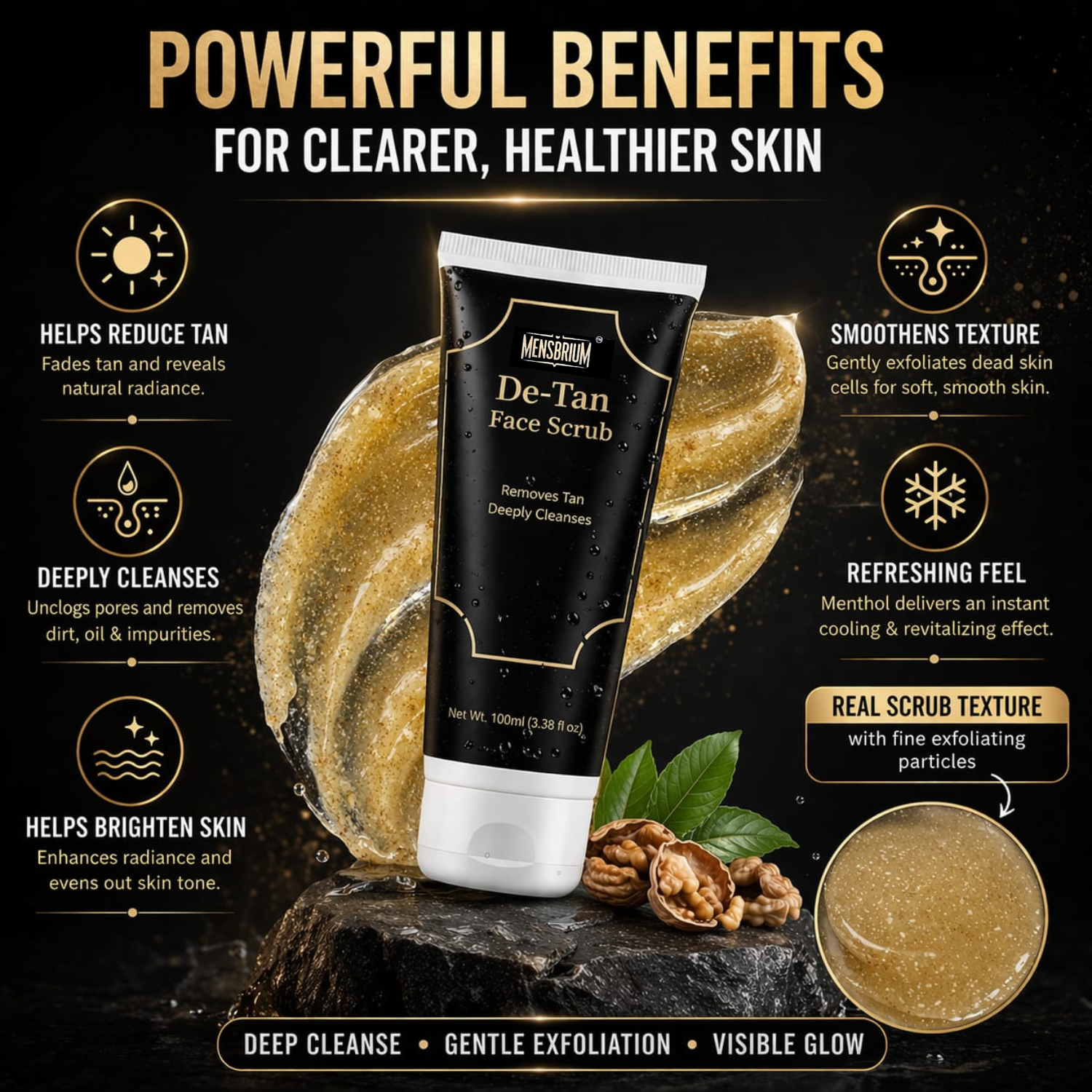 Mensbrium de tan face scrub poerful benefits imagel