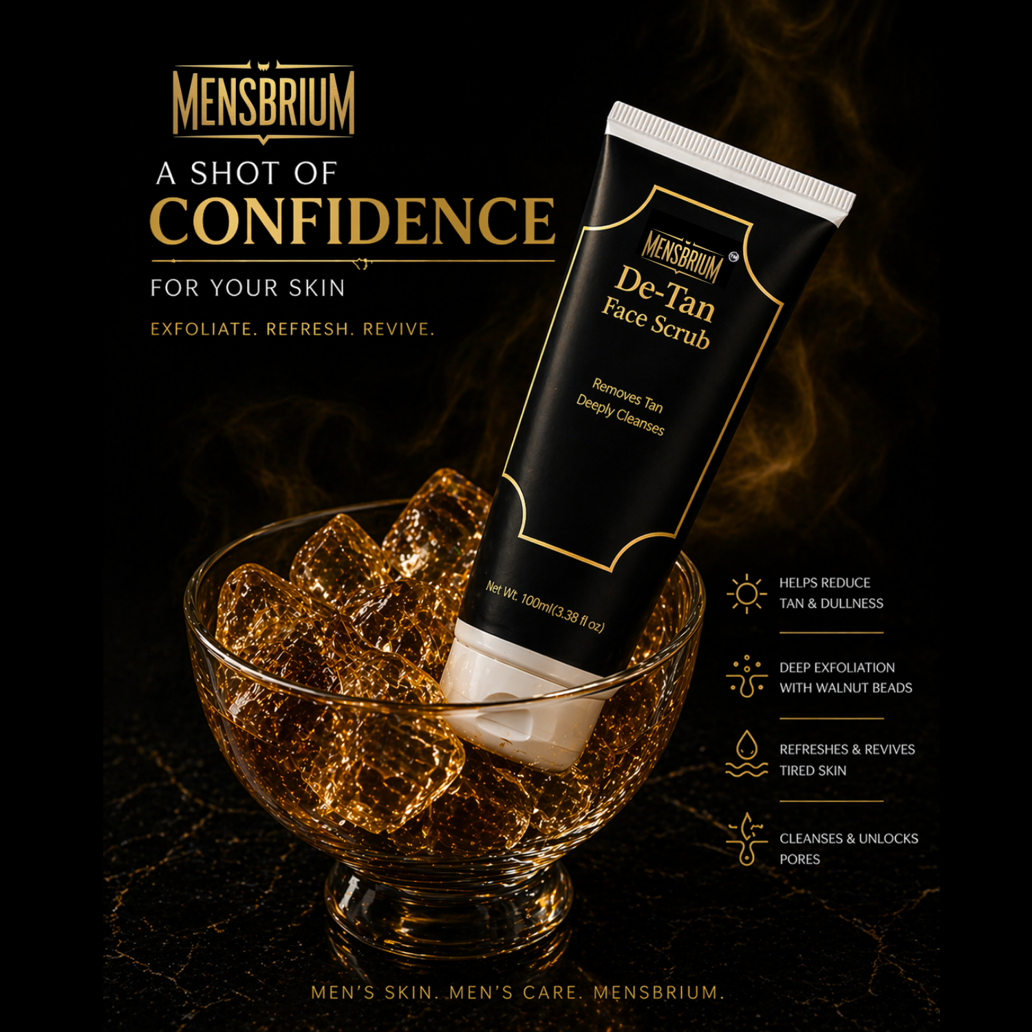 mensbrium de tan face scrub luxury image shot 1 (1)