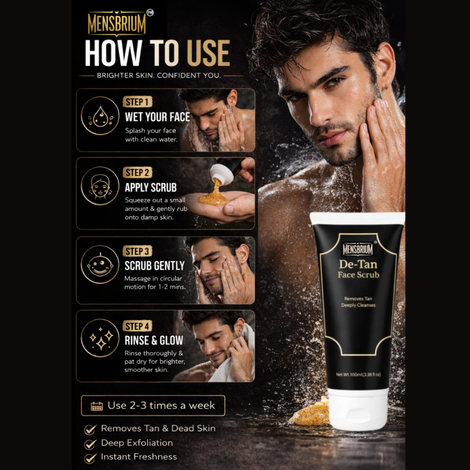 mensbrium de tan scrub website size fitting image for how to use
